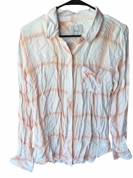 Rails Tops - Rails Oversized Blush Pink & White Plaid Button Up Shirt Size S